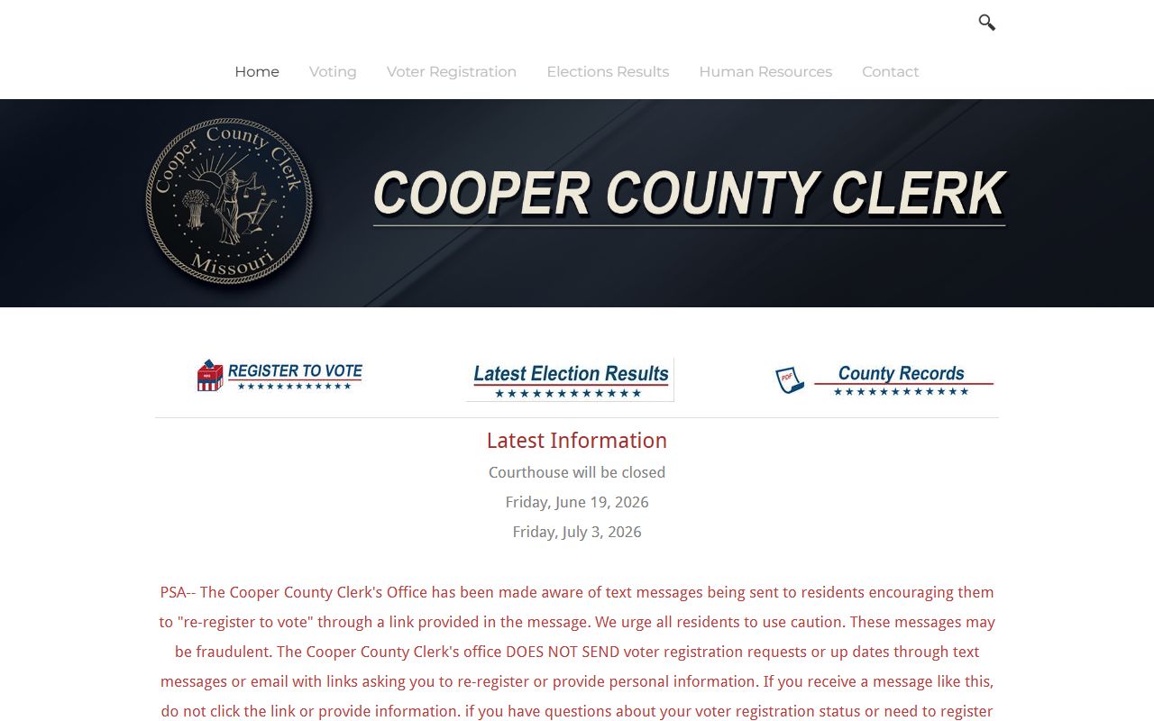 Cooper County Clerk records source for county administrative duties