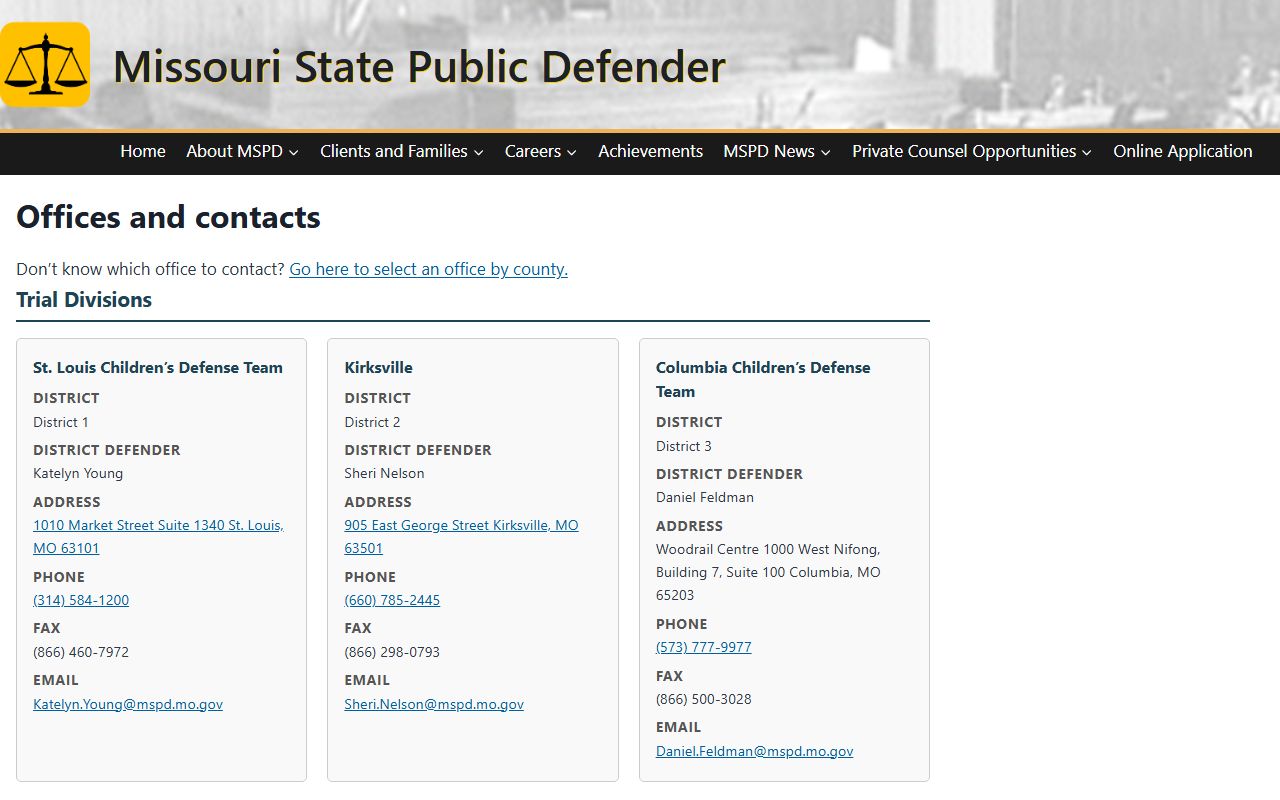Cooper County court dockets Public Defender offices and contacts