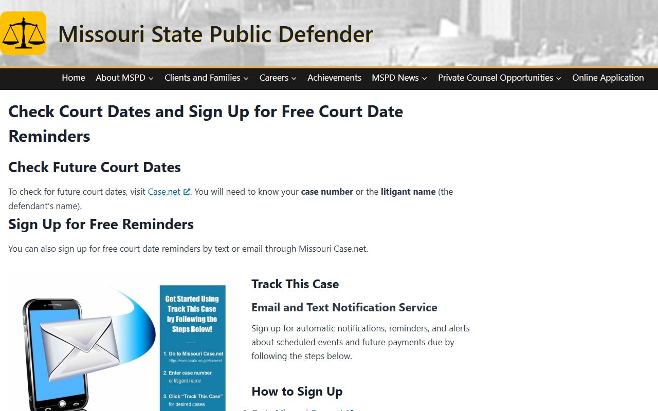 Cooper County court records Case.net court date instructions