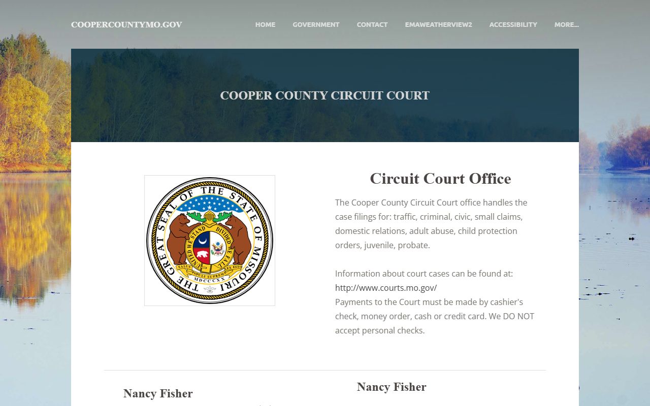 Cooper County court records Circuit Court office page