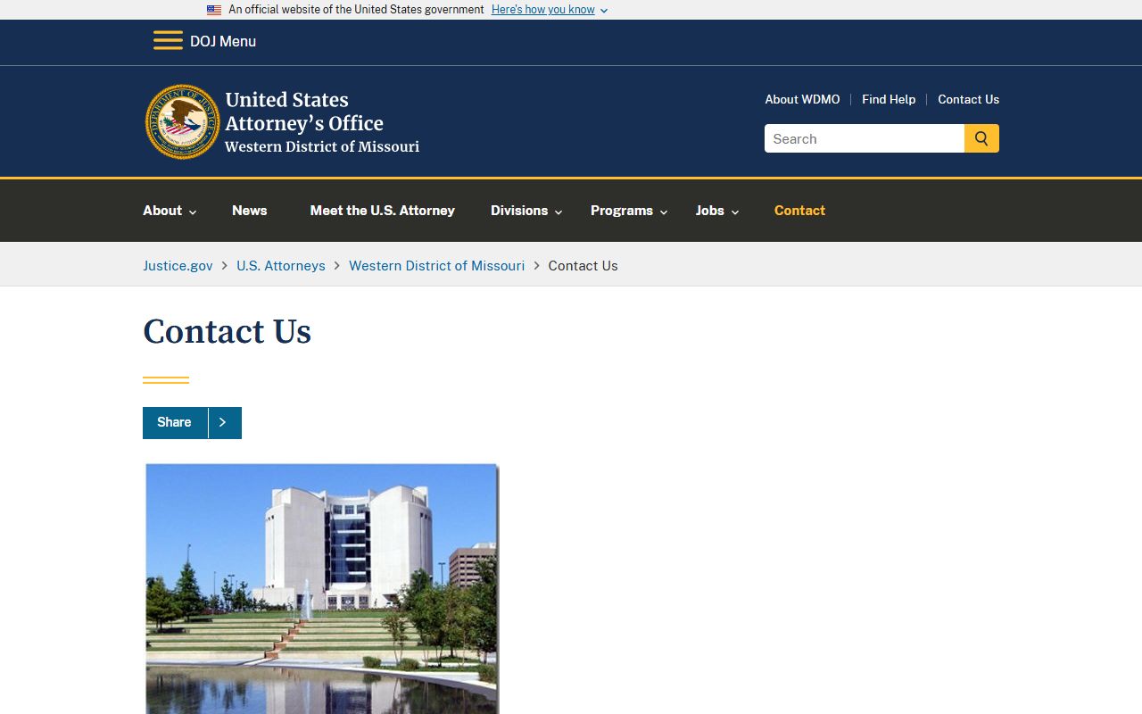 Cooper County criminal court records U.S. Attorney Western District contact page