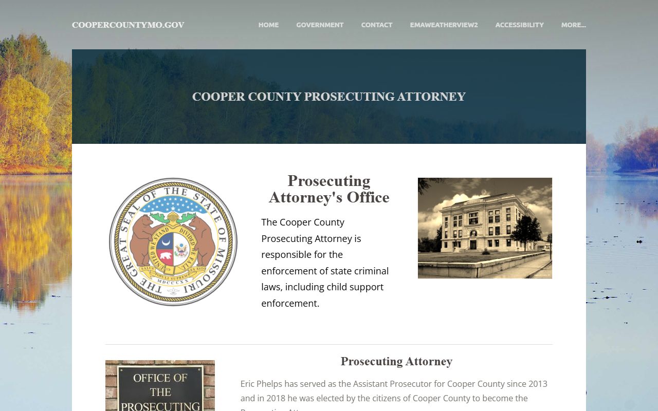 Cooper County criminal court records Prosecuting Attorney page