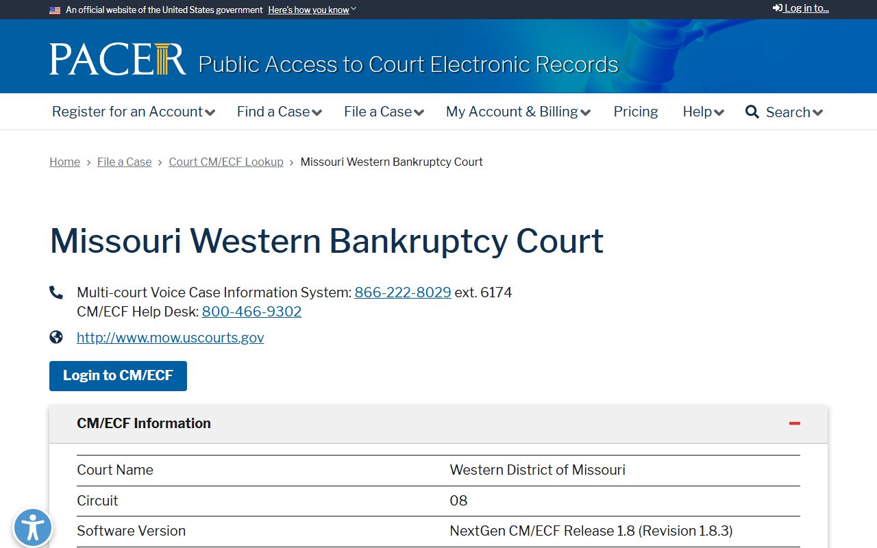 Cooper County Circuit Court records source for PACER bankruptcy lookup