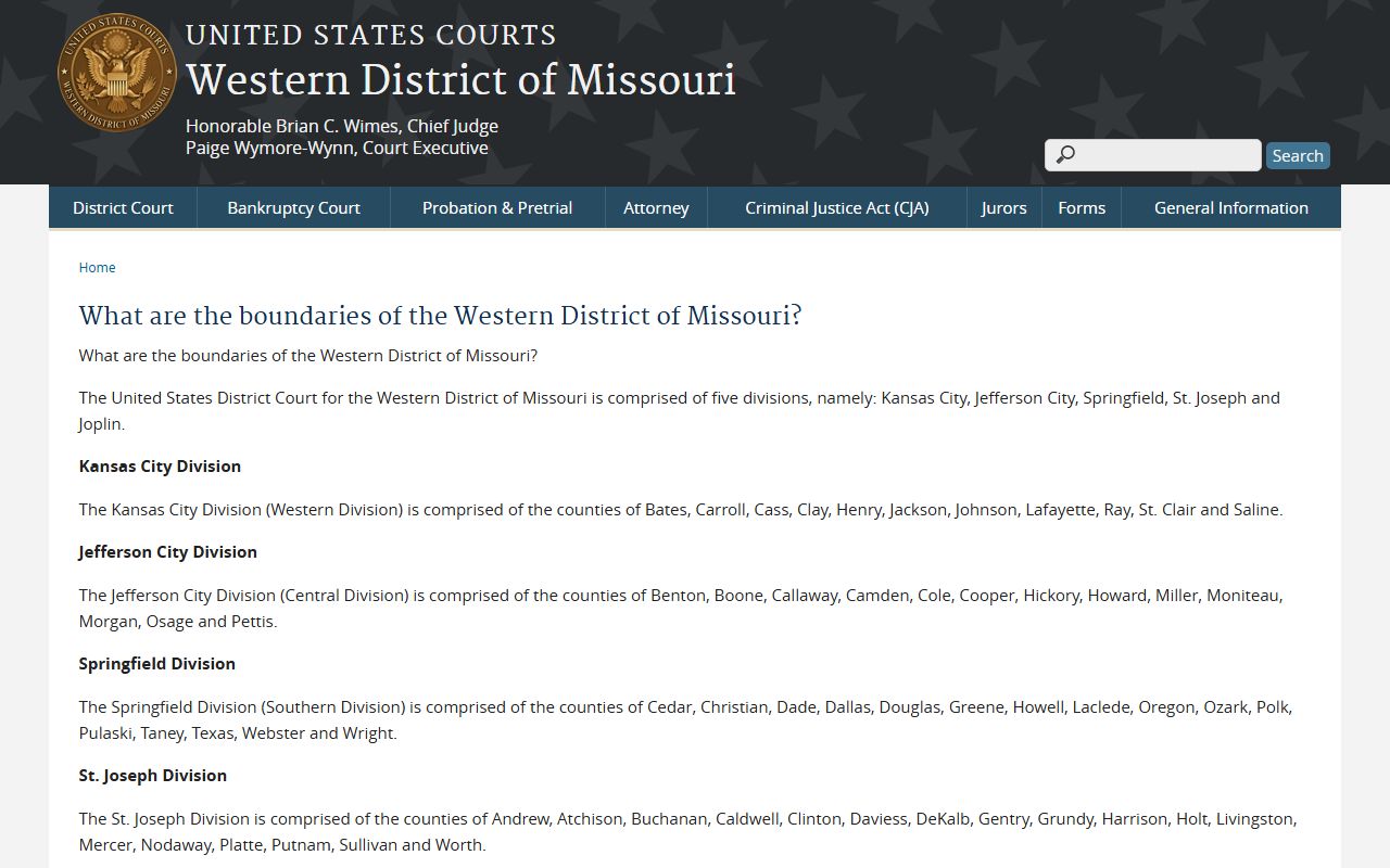 Cooper County Circuit Court records source for federal division boundaries