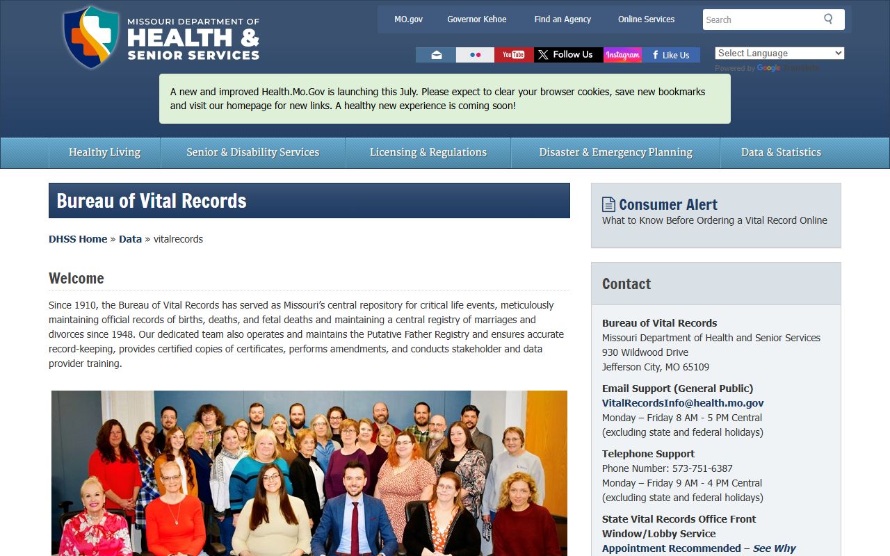Cooper County marriage and divorce records Missouri Bureau of Vital Records
