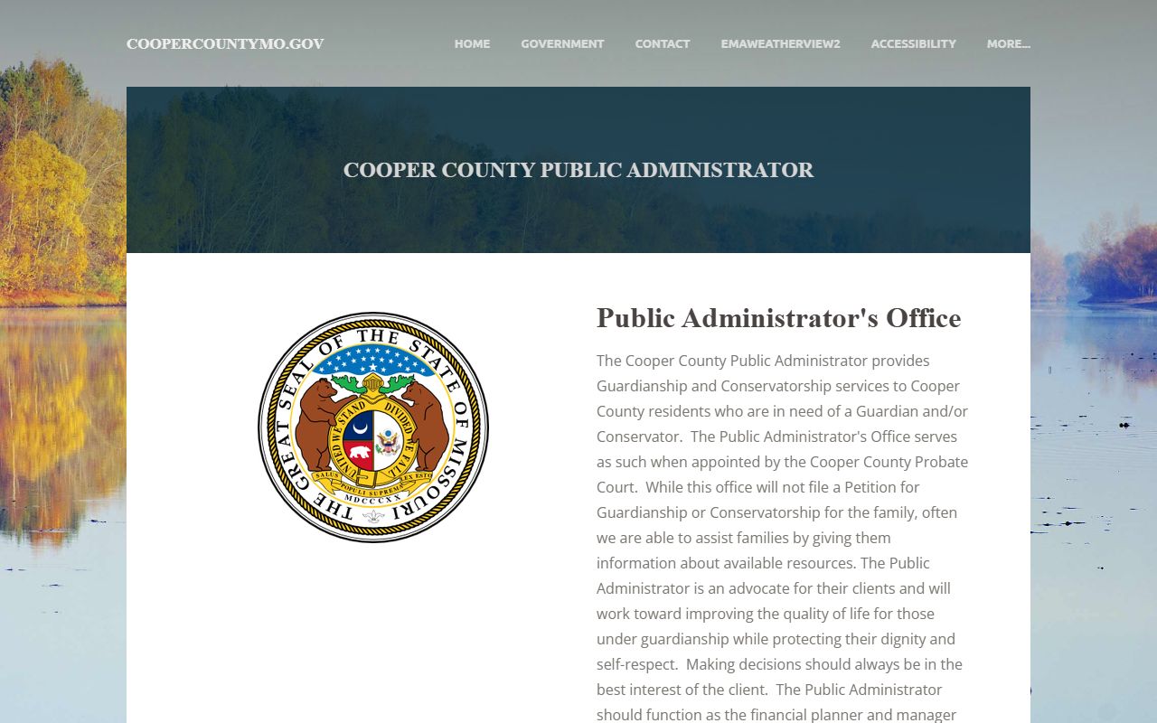 Cooper County probate records Public Administrator guardianship conservatorship page